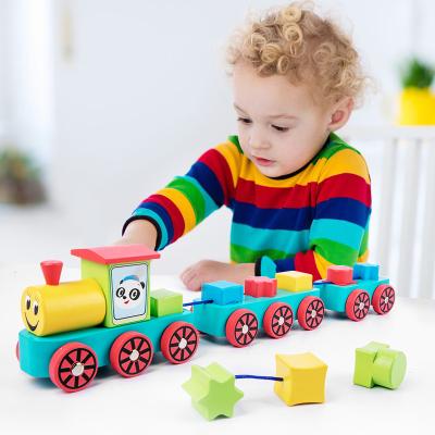 China Toy Educational Panda Shape Sorter Educational Toy Train Matching Wooden Building Blocks for Kids Study for sale