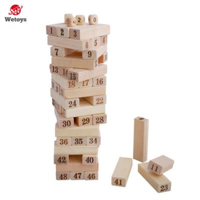 China Educational Wooden Building Toy 48pcs Stacking Number Blocks Game With 4 Dice Set For Hobby Board Game for sale