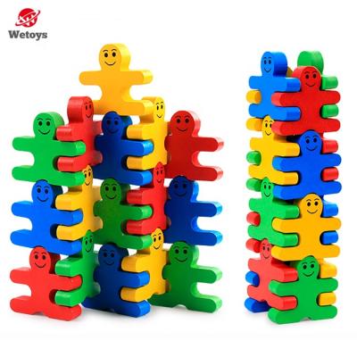 China Wooden Building Toy 16pcs Thug Balance Building Block Children's Creative Assembling Educational Stacking Toy High for sale