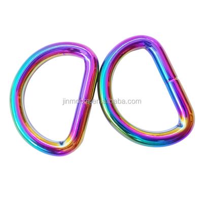 China Handbag ; Baggage; Stock Exchange ; Wallet ; The best quality metal clutch etc. bags hardware fittings D Ring Loop Buckle With Rainbow color for sale