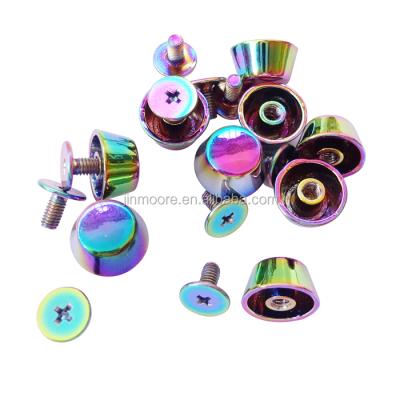 China Nickel Plated Screw-Back Flat Brass Spike Metal Cone Studs Rainbow Solid Lead Free Nailhead Stud Rivet for sale