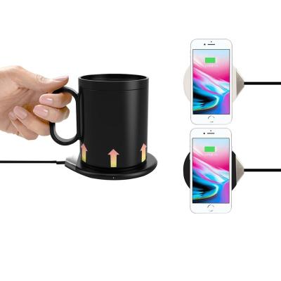 China 2022 Mobile Phone Popular Products Cup Temperature Control Wireless Heating Smart Coffee Mug 55 Degree Cup Warmer Wireless Charger For Gift for sale