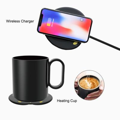 China 2022 Mobile Phone Smart Technology Two Speed ​​Temperature Constant Milk Mug Warmer Coffee Cup Warmer Wireless Charger 3 in 1 for Office for sale