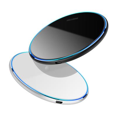 China Mobile Phone Business and Promotional Gifts 10W 15W Customize Wireless Fast Charger with Mirror Surface for sale