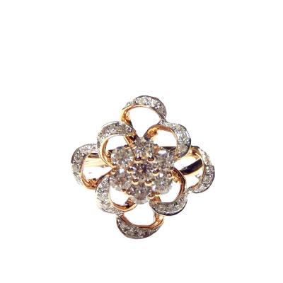 China Cute Design 18k Rose Gold High Quality Diamond Flower Shape Genuine Jewelry Round Band Rings For Women Gift for sale