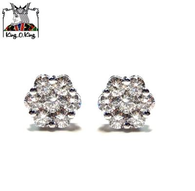 China CLASSIC Precious Noble Claw Set 18k White Gold High Quality Natural Diamond Jewelery Round Cluster Stud Earrings For Women for sale