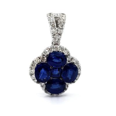 China KOK CLASSIC Hong Kong Supplier Fast Shipping 18K White Gold Real Diamond Fine Jewelry Gemstone Blue Sapphire Pendants For Women for sale