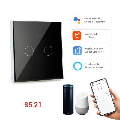 China Tempered Glass+PC SHUWEI Beijing Smart Home Tuya Remote Smart Wall Switch No Wifi Switch Light Control System 2 Band Neutral EU For Hotel for sale