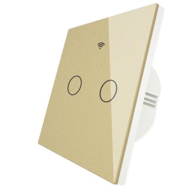 China Glass+PC Smart Home Golden Zigbee 2 Way Wall Light Wifi Zigbee Tuya Touch Remote Control Switch SHUWEI for sale