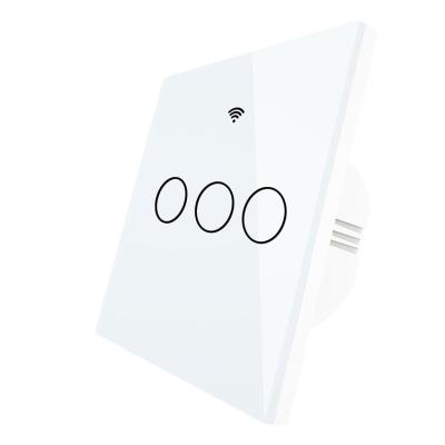 China EU Standard Voice Control Wifi Smart Home Glass+PC Tempered Glass Wall Lamp Switch 10A for sale