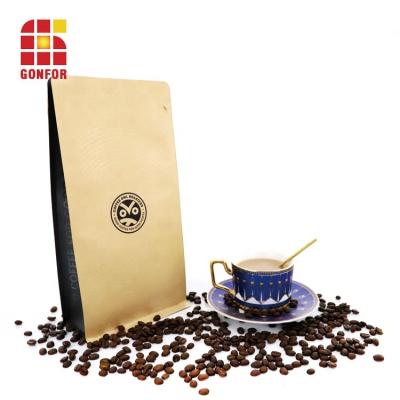 China Customized Printed Recyclable Reusable Flat Bottom Coffee Packaging Bag 250g 500g Ziplock Kraft Paper Flat Bottom Coffee Packaging Bags for sale