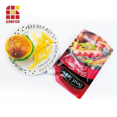 China Stand Spout Tomato Sauce Paste Ketchup Food Packaging Pouch Reusable Plastic Corner Bag Moisture Proof for sale