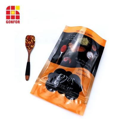 China Moisture Proof Laminated Promotional Doypack Bags Heat Sealable Pouches Plastic Spices Packaging Window Seasoning Bag for sale