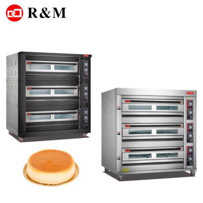 China Timed Commercial Gas 3 Deck 6 Trays Stone Baking Oven Commercial Stone Bread Steamer, Price Bread Baking Oven for sale