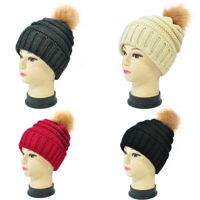 China Newly COMMON Fashionable Knitted Pompom Women Unisexwinter Hats Knit Wool Ball Hat for sale