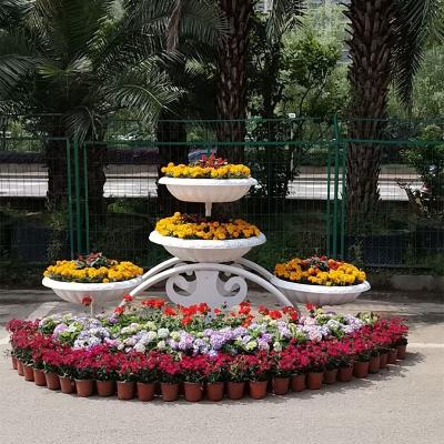 China Wholesale Modern Garden 5 Tiers Standing Spray Paint Iron Flower Stand Metal White Titanium Steel Flower Stand For Plant for sale