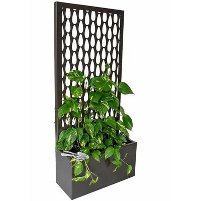 China Modern Laser Cut Corten Steel Privacy Metal Planter Box With Screen Garden Screen Planter Box for sale