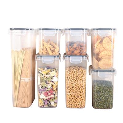 China Factory Wholesale 7 PCS Food Storage Containers Large Capacity Airtight Clear Plastic Container Freshness Preservation For Food Storage for sale