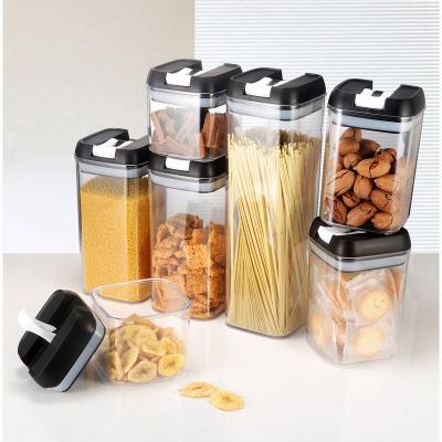 China Food Grade Airtight Clear Plastic Pantry Organization Durable Stackable Dry Storage Container Food Grade BPA Free Freshness Preservation 7 PCS for sale