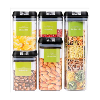 China Freshness Preservation 5 PCS Airtight Plastic Kitchen Clear Storage Container Set Multigrain Dried Fruit Tea Pot Food Storage Container for sale