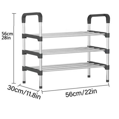 China Modern Factory Direct 3 Tiers Shoes Shelf Lightweight Modern Stainless Steel Shoe Rack for sale