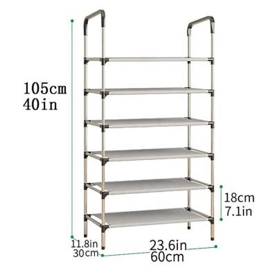 China Modern 6 Tier Inline Metal Standing DIY Detachable Assembly Shoes Organizer Accessories Shoe Rack Storage Shelf for Home for sale