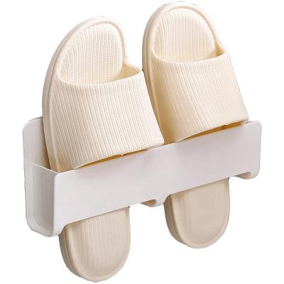 China Plastic Wall Mounted Shoes Organizer Storage Rack Bathroom Slipper Rack Modern Wholesale Wall Hanging Rack Shelf for sale