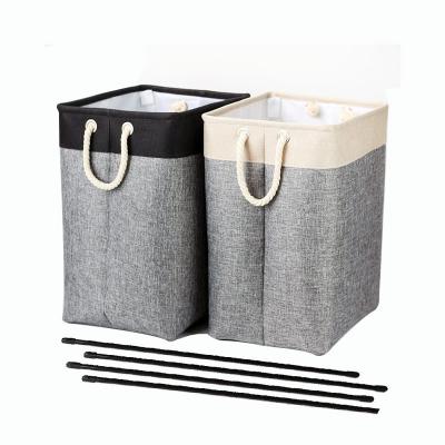 China CLASSIC Folding Canvas Bag Storage Bag Detachable Dirty Clothes Organizer Foldable Laundry Basket Cotton Brackets Laundry Hamper for sale