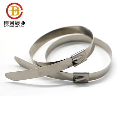 China High Strength Anti Corrosion BCST001 Stainless Steel Cable Tie Fag Non-flammability Anti Corrosion PVC Coated Stainless Steel Cable Tie for sale