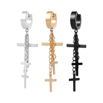 China Fashion Punk Style Cross Circle Earring Men Women Fashion Piercing Dangle Earrings Jewelry for sale