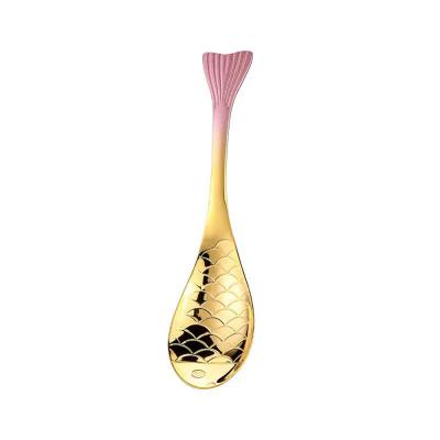 China Viable Color Fish Tail Stainless Steel Round Spoon, Unique Tableware, Customizable LOGO for sale