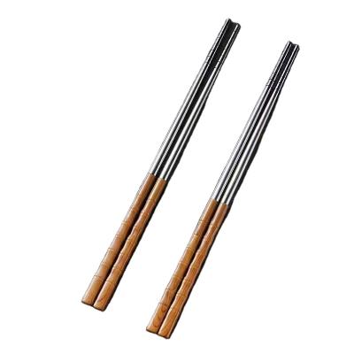 China Durable 304 stainless steel chopsticks household set chopsticks imitation wood anti-rust, anti-scalding and anti-skidding for sale