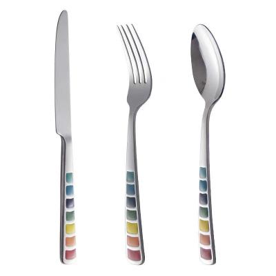 China Durable Colorful Enamel Style Flatware Set Household Household Adult 304 Stainless Steel for sale