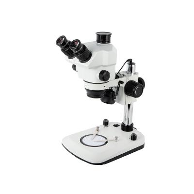 China Trinocular 7X-60X Zoom Stereo Microscope with 3W Top and 76mm Bottom LED Illumination for sale