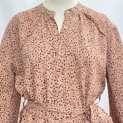 China Anti-wrinkle Print Casual Dress For Women Sheath Long New Arrive Leopard Dress Fashion Summer Dresses Women for sale