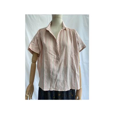 China Ladies' Breathable Cotton Oversized Casual Short Sleeve Shirts for sale