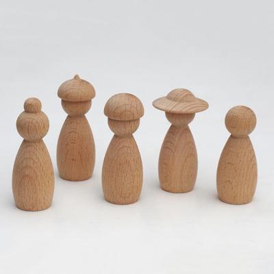 China Natural Puppet Children's Wooden Educational Toy Beech DIY Painted Wooden Dolls for sale