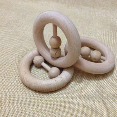 China Toy Natural Wooden Ring Rattle Teething Rattle Soft Wooden Toy for sale