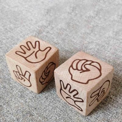 China Drinking Game Dice Game Rock Paper Scissors Finger-guessing 35mm Wood Cut Out Bar Toys for sale