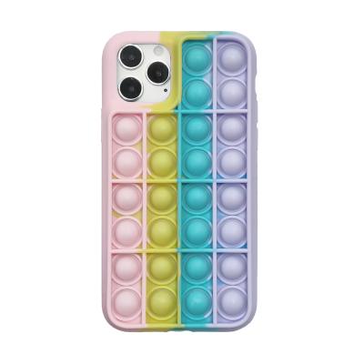 China Pressure Relieving Luxury 3d Rainbow Color Silicon Relieve Stress Push Up Mobile Phone Black White Cases For Iphone 11 12 pro Max Phone for sale