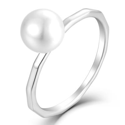 China Trendy Wholesale Customized Rhodium Plated 925 Sterling Silver Women Wedding And Engagement Summer Accessories Bead Pearl Rings for sale