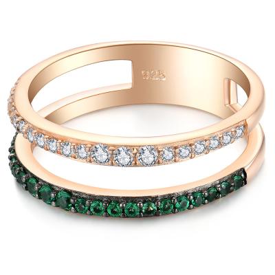 China Wholesale Fashion Ladies' Rings Sterling 925 Jewelry 18K Yellow Gold CLASSIC Green Zircon Women's Wholesale Fashion Ladies Rings for sale