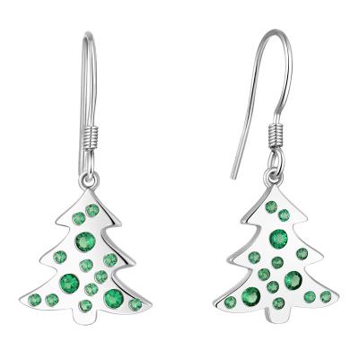 China CLASSIC Wholesale Custom OEM ODM Charm Earring Jewelry Gifts Women Rhodium Plated 925 Sterling Silver Christmas Tree Earrings Jewelry for sale