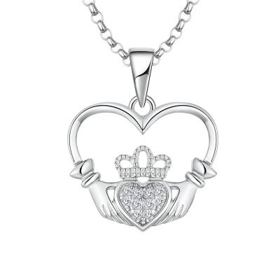 China Wholesale Custom Cheap Classic FASHION CZ Trendy Diamond Charms Gifts 925 Sterling Silver Rhodium Plated Women Iced Out King Crown Pendants for sale