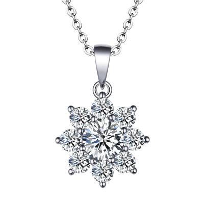 China Wholesale Trendy Trendy Fashion Rhodium Plated Full Iced Out 925 Sterling Silver Women Themed Snowflake Zircon Pendants For Necklace for sale