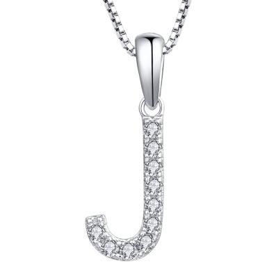 China Classic Initial Silver Zircon CZ Letter Pendant Diamond Iced Out Rhodium Plated 925 Sterling Silver Hip Hop Themed CLASSIC J Party Gifts for sale