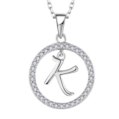 China CLASSIC Unisex Women Kids Men OEM Letter Charm Pendants Gifts Rhodium Plated Sterling 925 CZ Diamond Silver Initial Pendant for sale