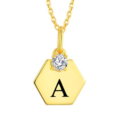 China CLASSIC Custom Classic Trendy Initial A Charm Zircon Jewelry Gift OEM Women 18K Gold Plated 925 Sterling Silver Alphabet Pendant Letter for sale