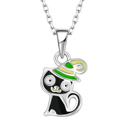 China Cute Customize OEM Enamel Kids Jewelry Gift Rhodium Plated Cute Animal 925 Sterling Silver Children's Monkey Necklace Charm Pendant for sale