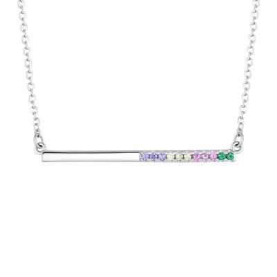 China TRENDY Customize Multi Cubic Silver Color 925 Cubic Silver Color Jewelry 925 Silver Plated Zircon Colored Stone Colorful Stone Necklace Fashionable Minimalist for sale